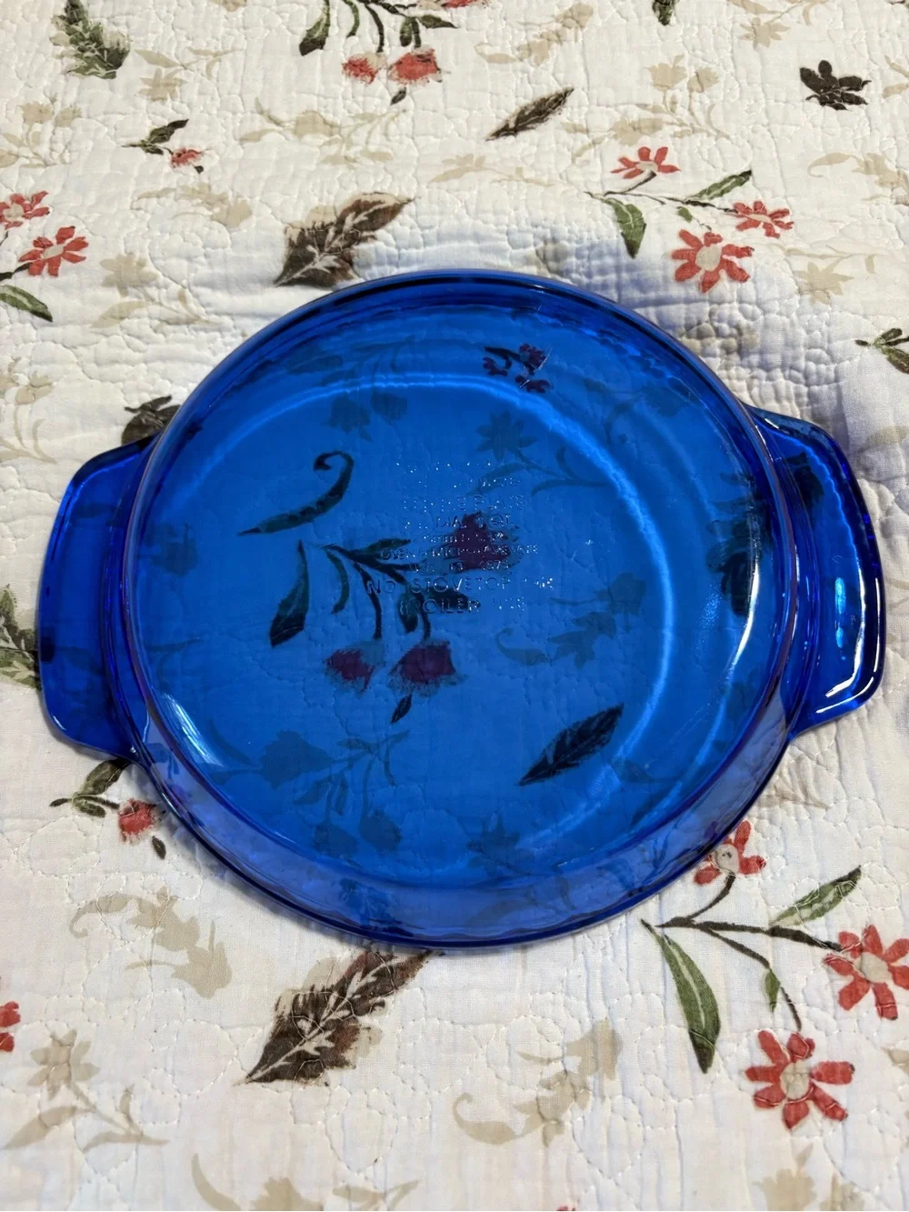 Anchor Ovenware Cobalt Blue Glass Deep 9” Pie Dish with Handles for Serving